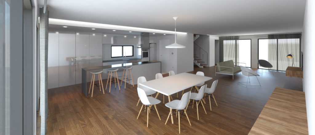 De40Pies Serie Pacifico salon madera y blanco